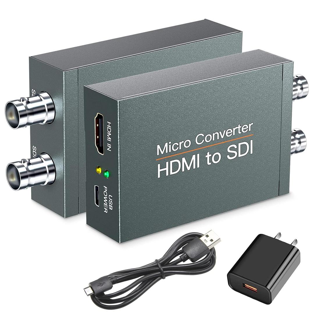 HDMI to SDI, HDMI to 3G-SDI/HD-SDI Converter, Audio Embedder 2 Way SDI Converter Dual SDI Output Adapter Support 1080P for Camera Home Theater