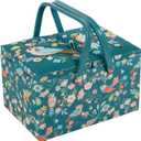Hobby Gift Large Twin Lid Sewing Box Craft Storage Box with Handle Internal Tray Pin Cushion and Pockets for Sewing Knitting and Hobby Supplies