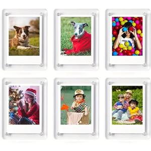 6 Pack Acrylic Fridge Magnetic Picture Frames, 3x5 Inch Magnetic Clear Photo Frames Fit 3x5 and 4x6 Picture for Refrigerator/Locker/Wall, Compatible with Polaroid Camera Photos