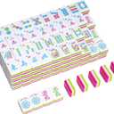 Engraved American Mahjong Tile Set (4 Layer), 166 Acrylic Mahjong Tiles with A Carrying Bag and Accessories