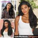 Lady Miranda 26 Inch Yaki Wavy Headband Wigs for Black Women Wear and Go Kinky Straight Headband Wig with Layered Blowout Texture Lightweight Glueless Half Wig Natural Looking Synthetic Wig