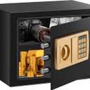 Basics Steel Security Safe with Electronic Keypad - Ideal for Storing Cash, Jewelry, and ID Documents. Black, 0.5 Cubic Feet, Dimensions: 13.8" W x 9.8" D x 9.8" H