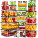 52 Pct Food Storage Containers with Lids Airtight (26 Lids & 26 Containers)- Reusable Plastic Leakproof Meal-Prep Container for Kitchen Storage Organization Microwave/Dishwasher Safe with Labels & Pen