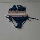 Blooming Jelly Women High Waisted Bikini Sets Tummy Control Swimsuits Color Block Two Piece Drawstring Bathing Suit, M, Navy Blue