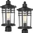 Darkaway Large Outdoor Post Lights Lamp Posts Outdoor Lighting, 17inch Post Lights Waterproof 2 Pack Outdoor Light Fixtures with Glassfor Outside Patio Yard Pathway (Black)