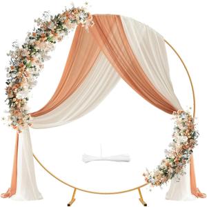 Round Balloon Arch Kit, 6.8ft (2.1m) Large Size Metal Golden Circle Balloon Arch Upgrade Round Backdrop Stand for Baby Shower Wedding Birthday Party Photo Background Decoration