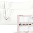Kitsch Satin Pillowcase with Zipper for Hair & Skin, Softer Than Silk Pillow Cases Queen, Wrinkle-Free, Smooth and Cooling Satin Pillow Covers, King Size 19"x36" - Ivory, 2pcs
