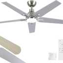 putroad 52 Inch Ceiling Fans with Lights: Brushed Nickel Ceiling Fan with Light and Remote for Bedroom Living Room Dining room Patio, 3CCT Dimmable 6 Speeds Reversible Quiet DC Motor