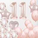 Sweet 11th Birthday Decorations Party Supplies,Rose Gold Number 11 Balloons,11th Foil Mylar Balloons Latex Balloon Decoration,Great 11th Birthday for Girls,Women,Men,Photo Props