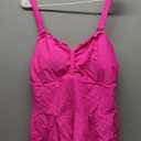 Yonique Women Plus Size 2 Piece Tankini Swimsuits Ruched Bathing Suits Peplum Swimwear Scalloped Swimsuits (Hot Pink) 16 plus