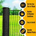 Houseables Plastic Fence, Plastic Mesh Fence, Mesh Fencing, Deer Netting, Cat Netting, Temporary, Balcony, Pets, Garden, Chicken, Poultry, Dogs, Construction, Yard, Protection, Black, 4 x 50 Feet Roll