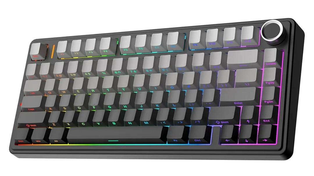 EPOMAKER x Aula F75 Gasket Mechanical Keyboard, 75% Wireless Hot Swappable Gaming Keyboard with Five-Layer Padding&Knob, Bluetooth/2.4GHz/USB-C, RGB (Black Gradient, LEOBOG Reaper Switch)