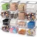 Yerliker 16 Pcs Clear Plastic Storage Bins with Lids Large Stackable Pantry Storage Organizer Bins Kitchen Organization Cabinet Organizers Ideal Containers for Fridge Kitchen abinets Bathroom