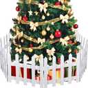 16" Extra Tall Christmas Tree Fence,10PCS Heavy Duty Wooden Baby Gate Around Christmas Tree Gate,Thickened White Picket Fence Barrier for Dogs,Cats&Kids,Tree Fence Border Decoration