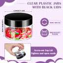 Aoriher 150 Pcs Plastic Container Jars with Lids Round Cosmetic Jars Empty Plastic Container for Lotion, Cream, Ointments, Makeup, Eye Shadow, Rhinestone, Samples, Pot, Travel Storage(4 oz,Black)