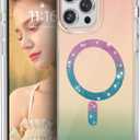 for iPhone 14 Pro Max Case Compatible with Magsafe for Girls Women Protective Shockproof Clear Sparkly Cute Cover Soft TPU Slim Case for iPhone 14 Pro Max 6.7 inch Gradient Colored Green
