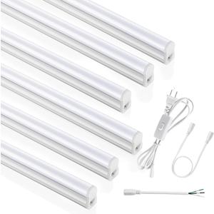 (6 Pack) 4FT T5 LED Integrated Fixture, 6500K,20W,2300LM(Super Bright White) Linkable LED Shop Light,Garage Ceiling and Cabinet Light,Strip Light,Corded Electric with ON/Off Switch