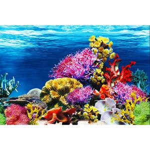 ELEBOX Aquarium Background Poster, Undersea Water Plants Sea Anemone Coral Aquarium Decor Background Double Sides Fish Tank Background Sticker Decorations 10 Gallon Tank 11.8" x 16.5"