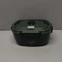 TRAVELISIMO Electric Lunch Box for Adults 100W Heated Lunch Box For Men 1.5L Stainless Steel Portable Food Warmer, 12/24/110V for Travel & Work, Loncheras Electricas Para Calentar Almuerzo (Dark Green)