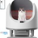 Bashaw Self Cleaning Litter Box, Large Capacity Automatic Litter Box for Multiple Cats, App Control, Safety Sensors, 2 Rolls of Garbage Bags (White)