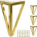 6 Inch Solid Metal Furniture Legs, Heavy Duty Gold Furniture Sofa Feet, DIY Replacement Couch Legs, Suitable for Sofas, Coffee Tables, Cabinets - with Rubber Floor Protectors (Set of 4)