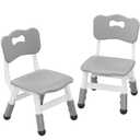 2-Pack Height-Adjustable Kids Plastic Chairs Ergonomic Backrest, Non-Slip Feet,Durable, 82Kg Weight Capacity for Home, Kindergarten, Classroom & Activities