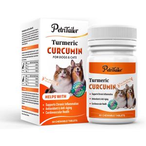 Turmeric Curcumin for Dogs  Hip & Joint Support, Heart & Immune Health Supplement, Immune System Booster, Joint Care for All Breeds & Ages, 60 Chewable Tablets