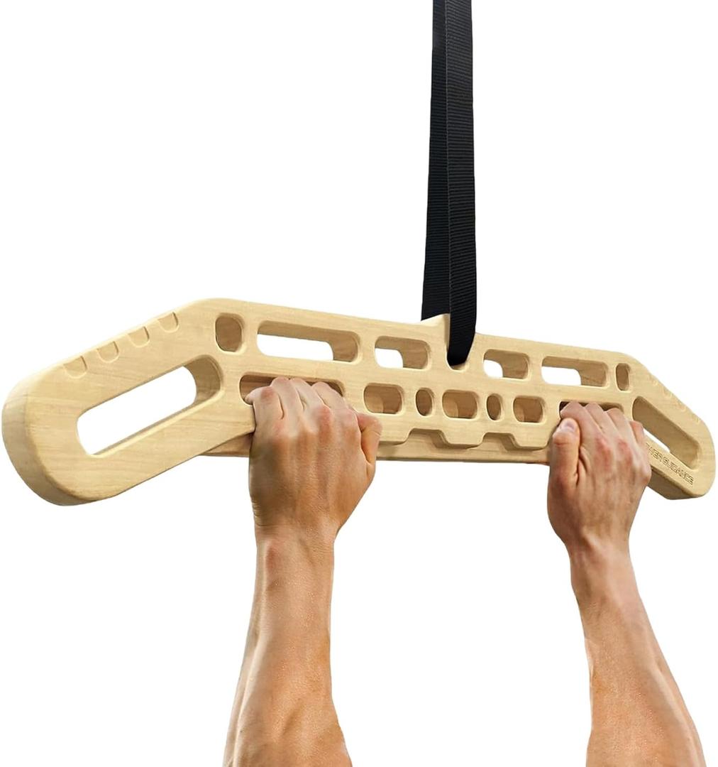 Wooden Hanging Board for Climbing, Multi-Grip Fingerboard for Indoor/Outdoor Fitness Training, Enhances Climbing Power & Grip Strength, Perfect for Adult Fitness Enthusiasts