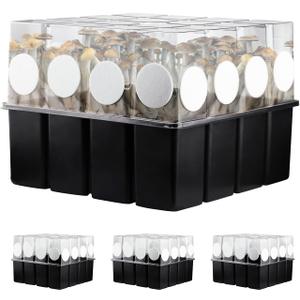 3 Set Mushroom Grow Kit Monotub with Filter Disks 43.5 Quart Vegetable Planting Tray Mini Greenhouse Germination Box for Seeds Growing Starting