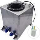 2.5 Gallon Universal Fuel Cell Tank Aluminum Polished Race Street Drift Strip 9.5L Fuel Cell Tank with Level Sender Black/Silver