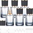 6 Pcs 30 ml Perfume Cologne Bottles Empty Refillable Travel Glass Chic Empty Perfume Spray Bottles Decorative Set for Men Women Portable Dispenser Fragrance Container Set (Black)