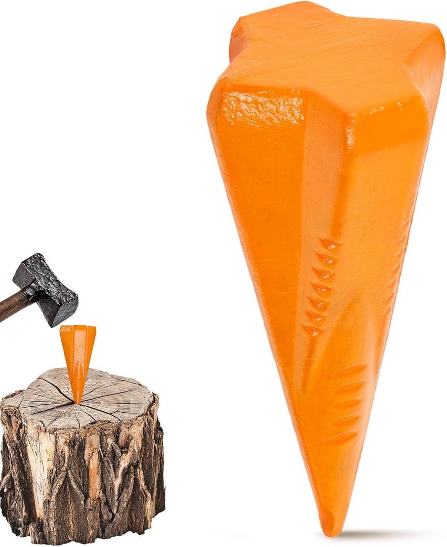 1 Pcs 4 Lbs Wood Splitting Wedges Manual Log Splitter Wedge 4-Direction Diamond Design Forged Steel Tool for Easy Wood Splitting Splits Firewood into 4 Pieces Less Effort(Orange)