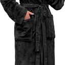 PAVILIA Womens Robe Fleece Plush Soft, Fluffy Fuzzy Cozy Warm Bathrobe, Shower Spa House Long Robe for Women (2X-3X, Black)