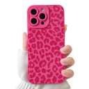 NITITOP Compatible with iPhone 16 Pro Case Cute Leopard - Rose Red