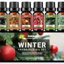 Essential Oils Set, Winter Scents Fragrance Oil Essential Oils for Diffusers for Home - Christmas Wreath, Gingerbread, Fireplace, Cranberry, Forest Pine, Winter Mint Scented Oil, 6x10ml