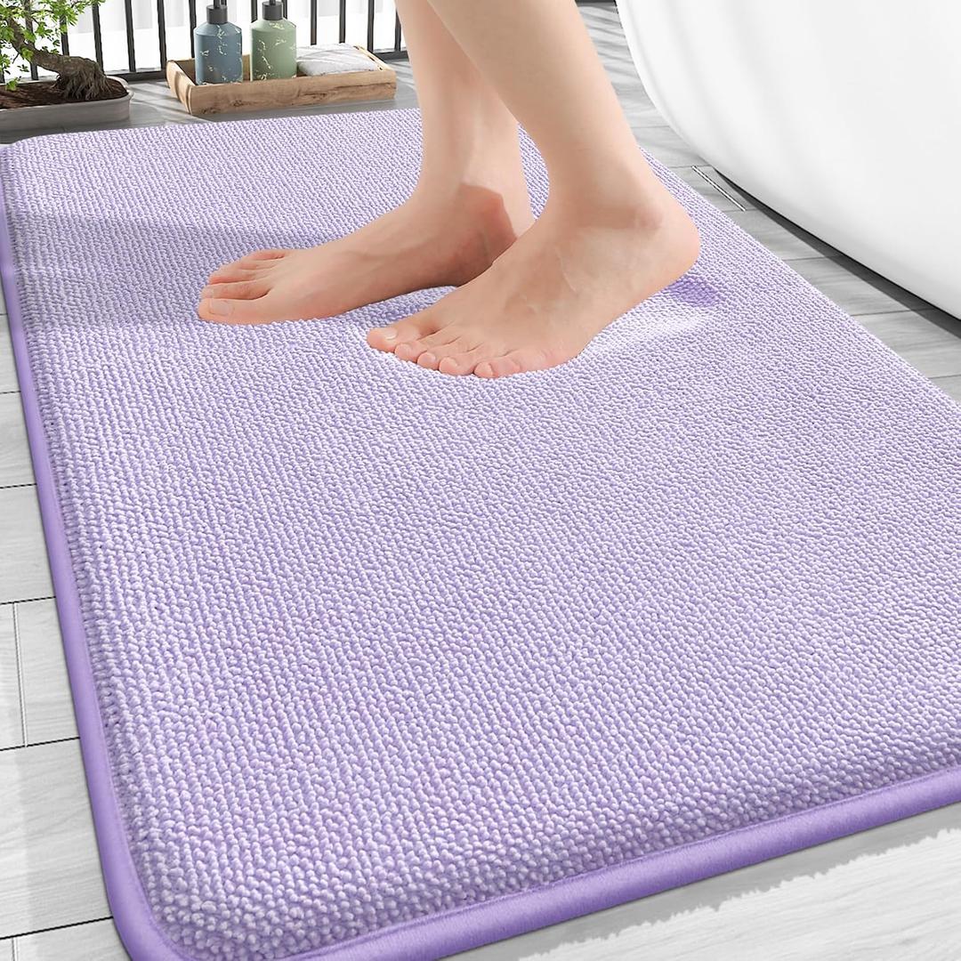 OLANLY Thick Memory Foam Bath Mat Rug 30x20, Extra Soft Absorbent Bathroom Rug, Quick Dry Bath Mats, Non-Slip, Machine Washable Carpet for Bathroom, Tub and Shower, Home Decor Accessories, Lavender