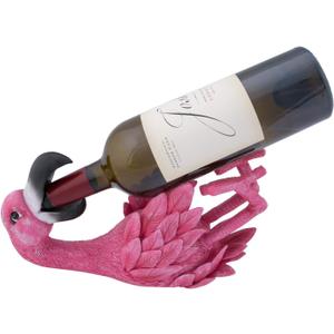 Beachcombers Flamingo Pink Tropical Coastal Nautical Beach House Tabletop Rack Figure Collectible Wine Bottle Holder Pink