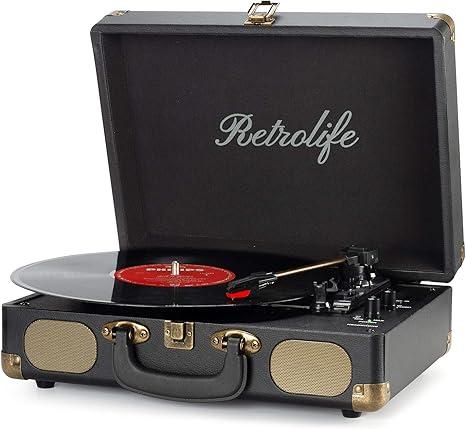 Vinyl Record Player 3Speed Bluetooth Suitcase Portable BeltDriven Record Player with Builtin Speakers RCA Line Out AUX in Headphone Jack Vintage Turntable