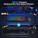 Snpurdiri 60% Wireless Gaming Keyboard and Mouse Combo,LED Backlit Rechargeable 2000mAh Battery,Small Membrane But Mechanical Feel Keyboard + Popular RGB Mice for Gaming,Business Office