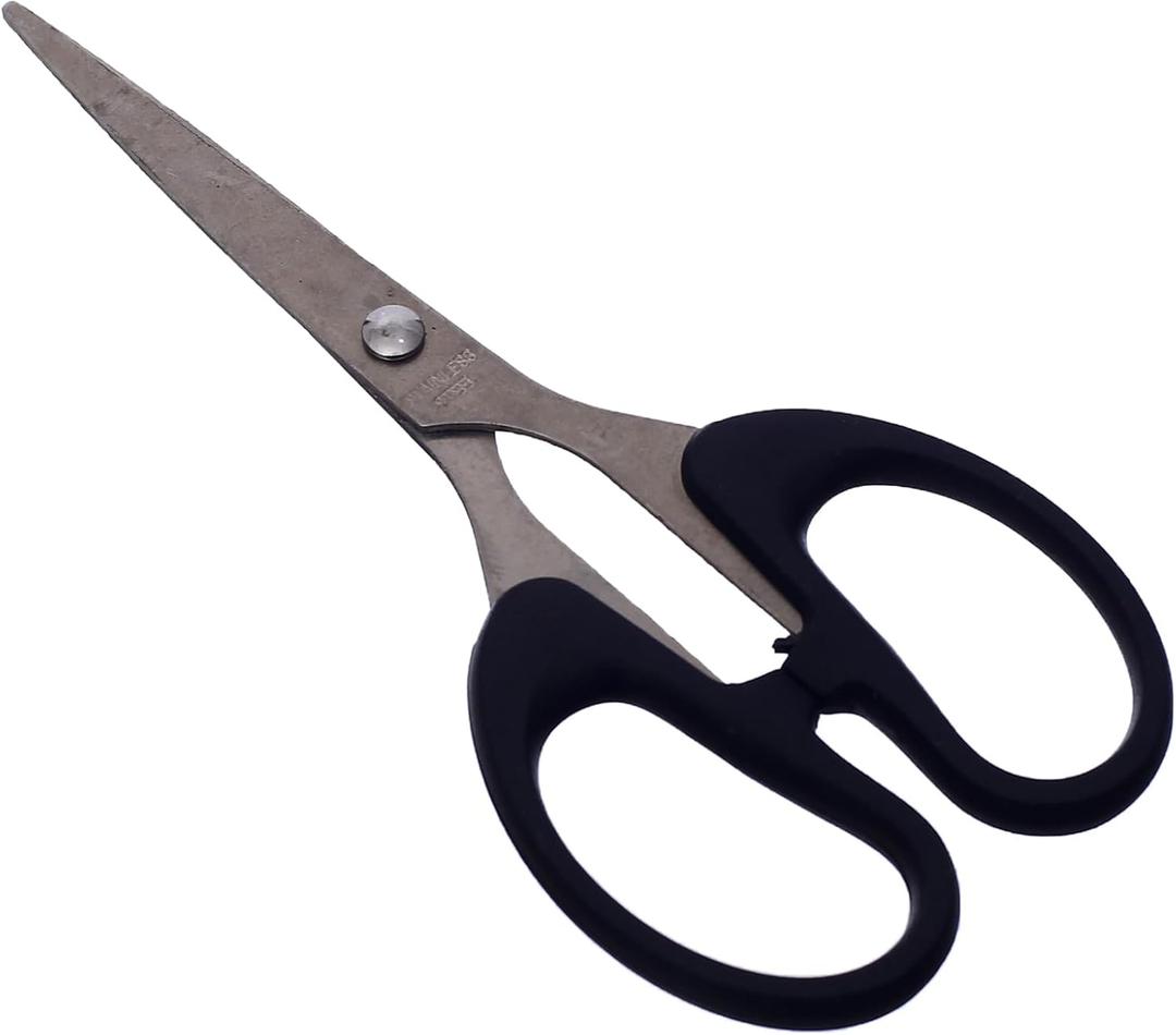 De Xiang S003 High Quality Stainless Steel Scissors For Office And School - Black Silver + Stickers + Ruler