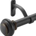 28-48 Inches Curtain Rods for Window, Vimayta 1 Inch Diameter Drapery Rod with Resin Finials, Ideal Adjustable Heavy Duty Single Curtains Rod for Bedroom, Living Room Decoration, Matte Black