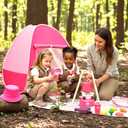 Meland Kids Camping Set for Girls - Camping Tent Toys for Girls Indoor Outdoor Pretend Play, Christmas Birthday Gift Idea for Toddler Girl Age 3,4,5,6 Year Old