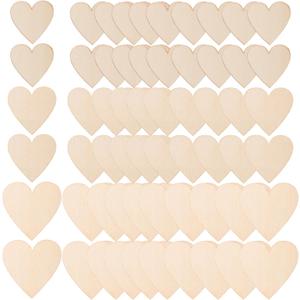 Yookat 150 Pieces Wooden Hearts for Crafts Wood Heart Slices Unfinished Wooden Heart Embellishments Small Wood Hearts for Valentine's Day and Wedding Decorations (1.37inch, 1.5inch, 2 inch)