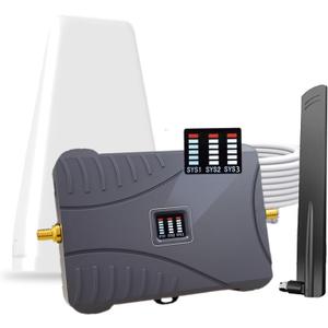 Cell Phone Booster for Home & Office,Up to 2000 sq ft,Cell Phone Signal Booster with Band 66/25/2/4/5/12/13/17,Boost 5G 4G Data for All U.S. Carriers FCC Approved Cell Booster (Grey)