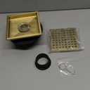 WEBANG 6 Inch Square Shower Floor Drain with Flange, Quadrato Pattern Grate Removable, Food-Grade SUS 304 Stainless Steel, Watermark CUPC Certified, Brushed Gold