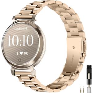 Miimall Metal Band Compatible for Garmin Lily 1/2 Active Bands for Women, Lightweight, Slim Luxury Stainless Steel Replacement Strap Bracelet Elegant Dressy Adjustable Wristband for Lily 1/2/2 Active