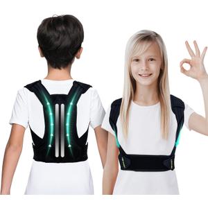 Lexniush Professional Posture Corrector for Kids and Teens, Updated Upper Back Posture Brace for Teenagers Boys Girls Spinal Support to Improve Slouch, Prevent Humpback, Back Pain Relief (Small (Pack of 1), Upgrade/Black)