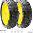 13 Inch 4.00-6 Flat Free Tire and Wheel Replacement for Gorilla Cart with 3/4" & extra 5/8" Bearings, 4.00-6 Wheelbarrow Tire, 13" Garden Cart Wheels, Trailer Turf Tire, 2 Pack