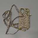 for iPhone 12 Case with Card Holder for Women, for iPhone 12 pro Phone Case Wallet with Strap Credit Card Slots Crossbody with Kickstand Zipper Case - Rice Leopard