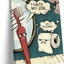 Funny Bathroom Canvas Wall Art Toothbrush And Toilet Paper Painting Picture Wall Decor Vintage Colorful Humor poster print Artwork for Bathroom Restroom Home Decoration (16L''x24W'')